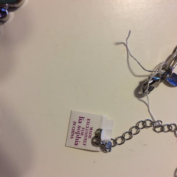 New Lia Sophia Green/Lavender Round Stone Necklace - Picture 4 of 4